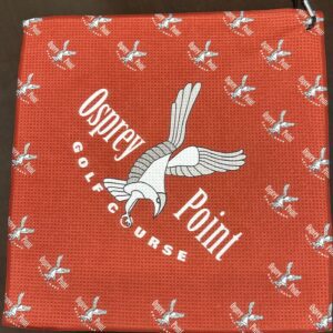 A red cloth bag with an eagle on it.